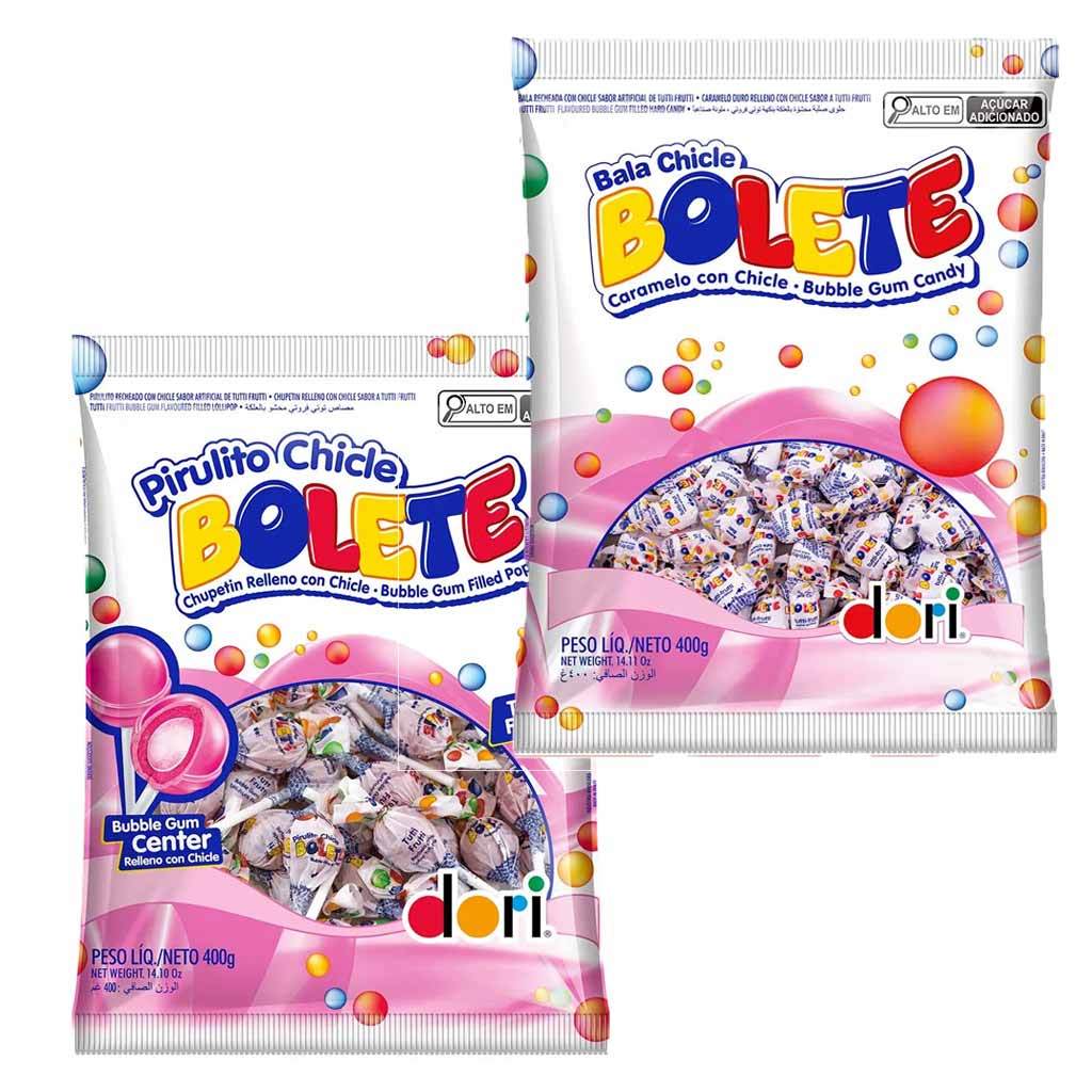 Kit 2 Bolete Dori Bala Chiclete + Pirulito Chiclete Festa Lembrancinha