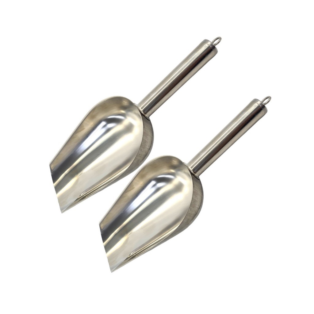 2x Pá Aço Inox Concha Pegador Dosadora Gelo Cereais Grãos