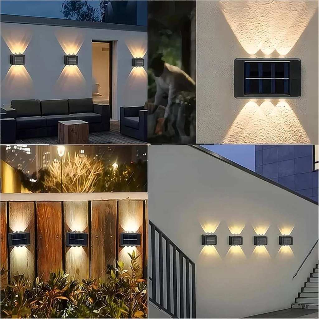 Luminária Solar de LED de  Parede(10 LEDs) Luz Quente Externa Jardim Prova D’Água