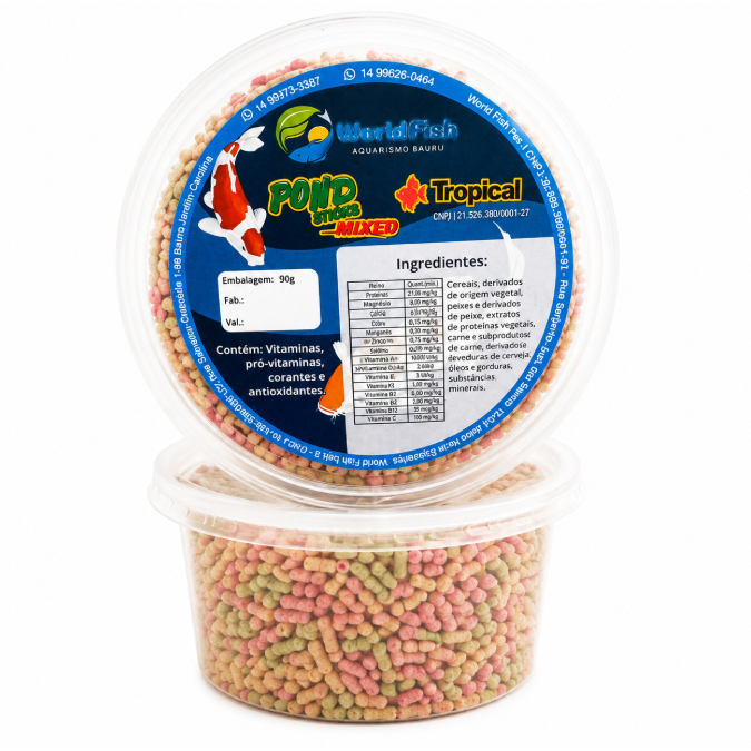Ração Tropical Pond Sticks Mixed 90g para Carpas Koi Kinguios e Peixes de Lago