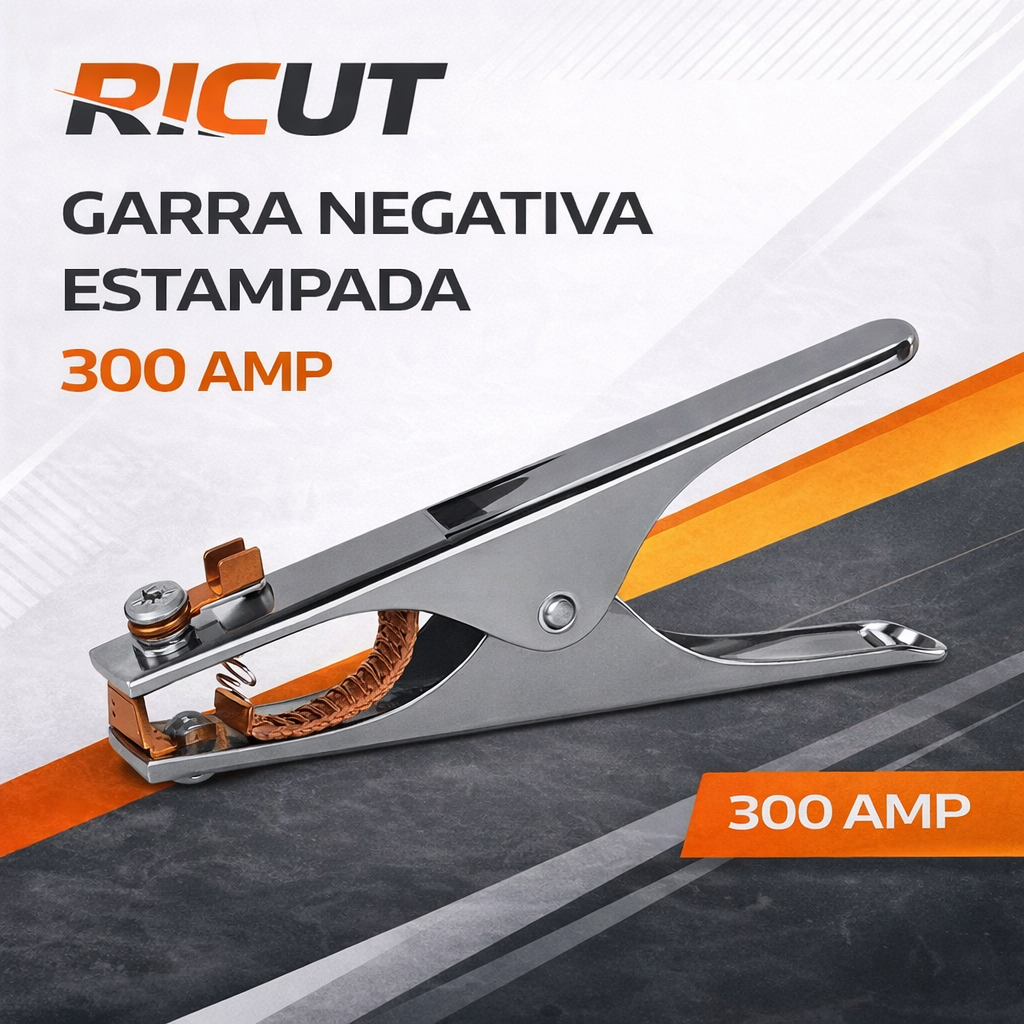 Garra Negativa Latonada 300A para Solda Elétrica – Alta Condutividade e Fixação Segura