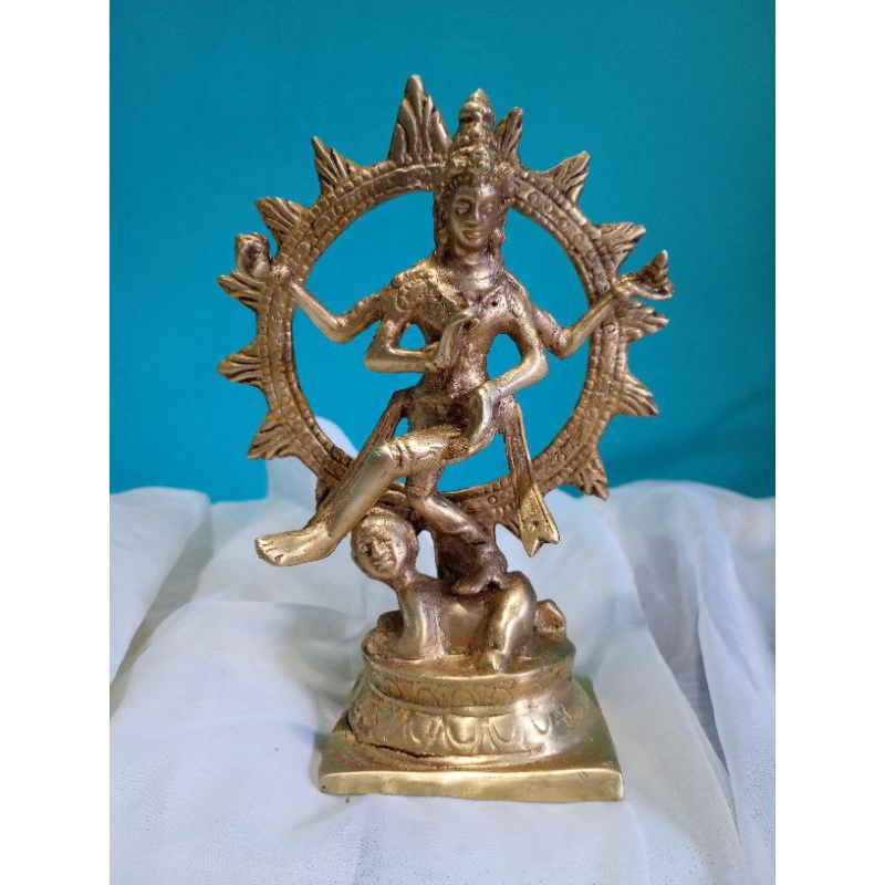 Antiga Escultura Indiana Shiva Nataraja em Bronze/Latão – Arte Hindu