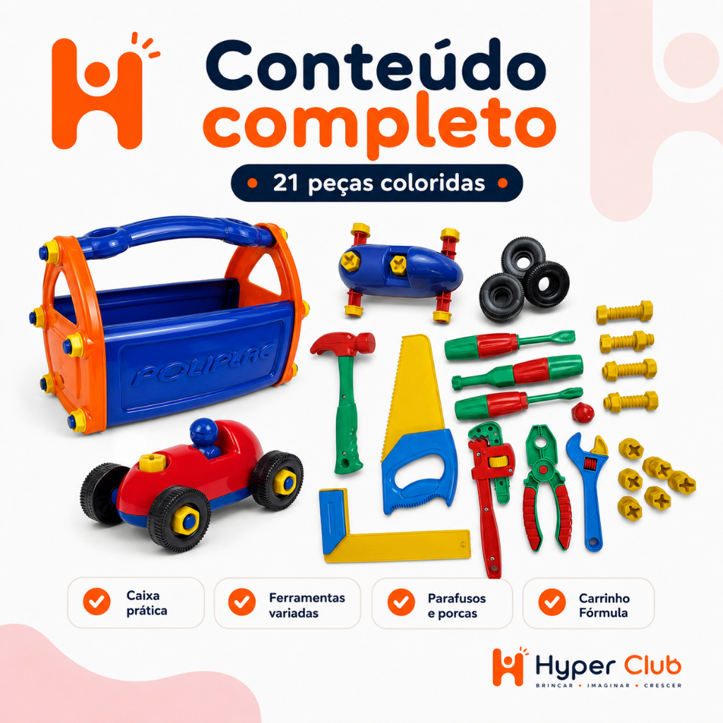 Kit Ferramentas Infantil Maleta Didática Com 21 Peças Educativo