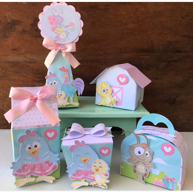 Kit Caixinhas GALINHA PINTADINHA PEGUE E MONTE Personalizadas - Lembrancinha - Aniversário - Festa Infantil