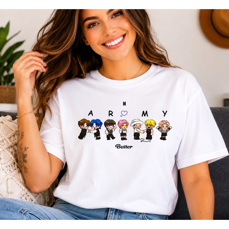 Camiseta Feminina ARMY Fã Tshit BTS Camisa 100% Algodão premium Confortável Blusa Elegante Show