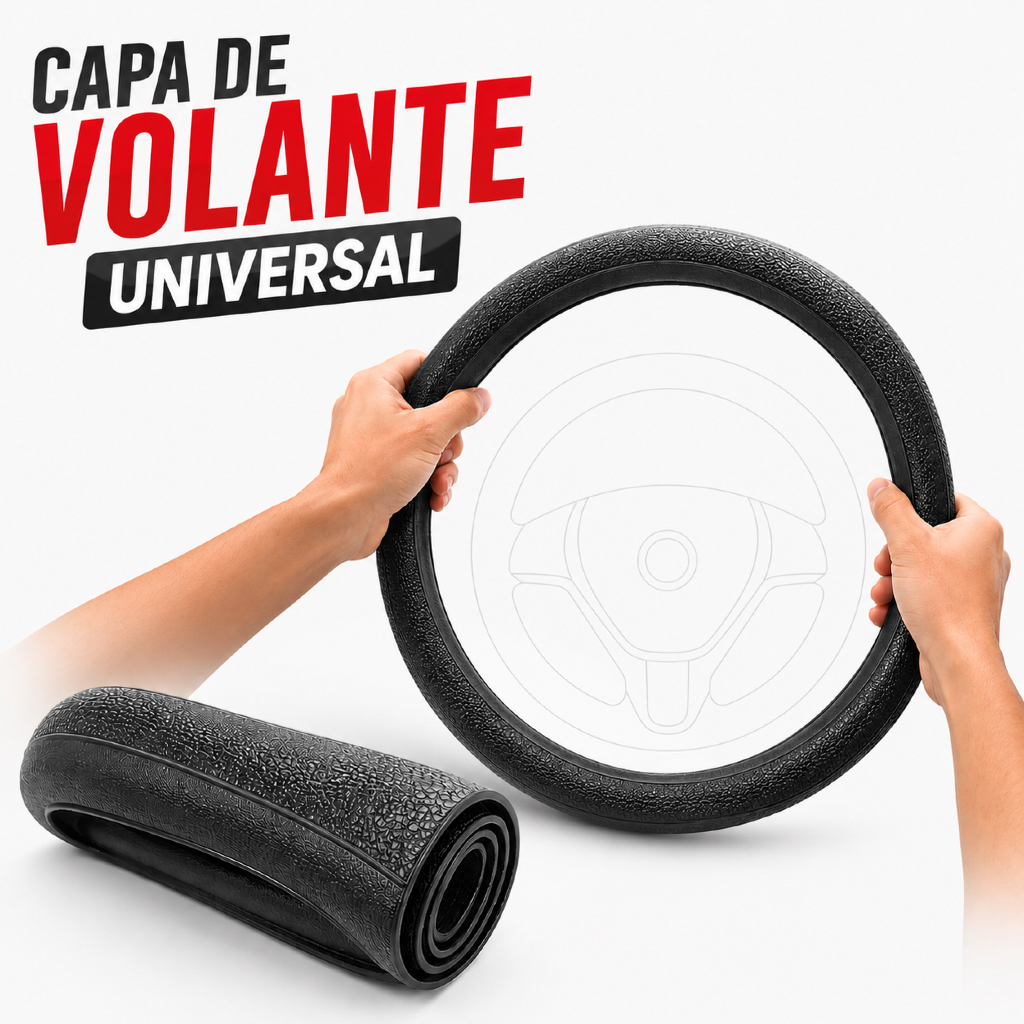 Capa De Volante Universal Antiderrapante Proteção Contra Desgaste E Suor Preta Em Silicone Flexível  Conforto dirigir