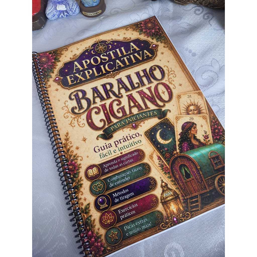 Apostila IMPRESSA Explicativa Baralho Cigano Para Iniciantes Guia Prático + Métodos de Tiragem - 76 PÁGINAS