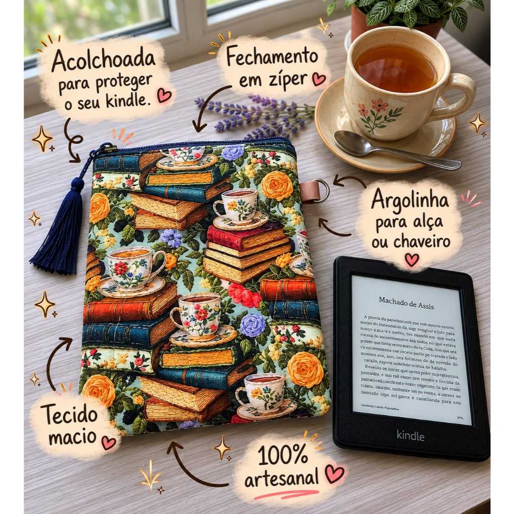 Capa case protetora para kindle com zíper à pronta entrega
