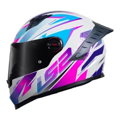 Capacete Fechado Ls2 Ff358 Pro Airline Branco Rosa Azul Draze Tank Tribal