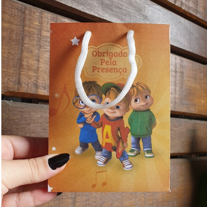 Sacolinha Personalizada P Tema 3 PALAVRINHAS - PEGUE E MONTE– Lembrancinha Festa Infantil Aniversário PRONTA ENTREGA