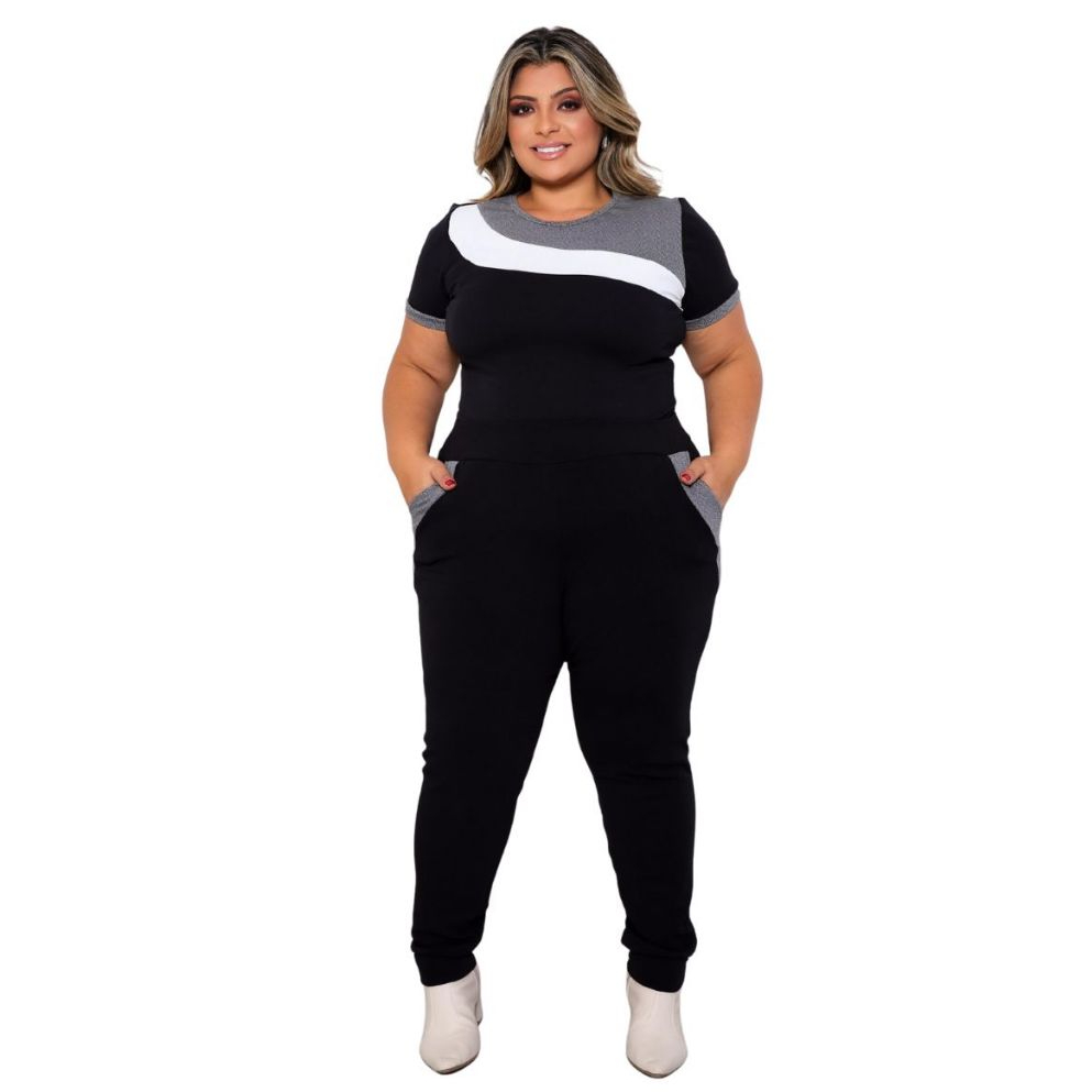 Conjunto Feminino Plus Size Calça e blusa manguinha