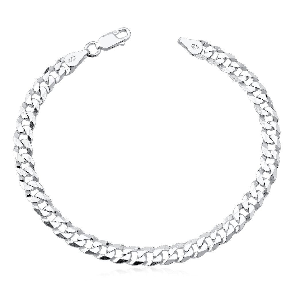Pulseira masculina de prata grossa 7mm prata 925