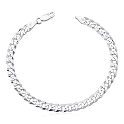 Pulseira masculina de prata grossa 7mm prata 925