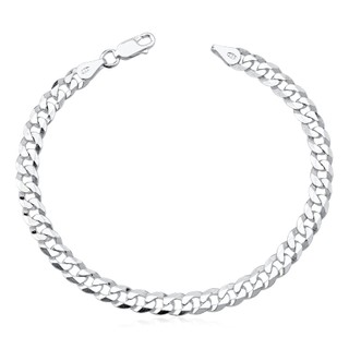 Pulseira masculina de prata grossa 7mm prata 925