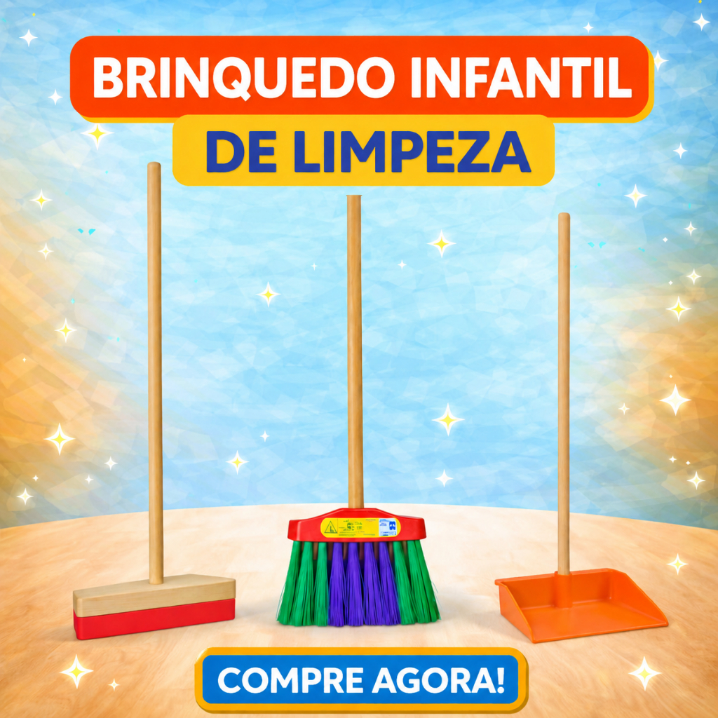 BRINQUEDO INFANTIL  LIMPEZA VASSOURA, RODO E PÁ BRINQUEDO EDUCATIVO PARA CRIANÇA