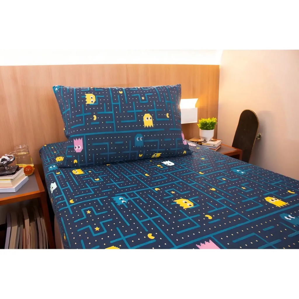 Jogo de Lençóis Solteiro Pac-Man em Algodão para Cama Infantil