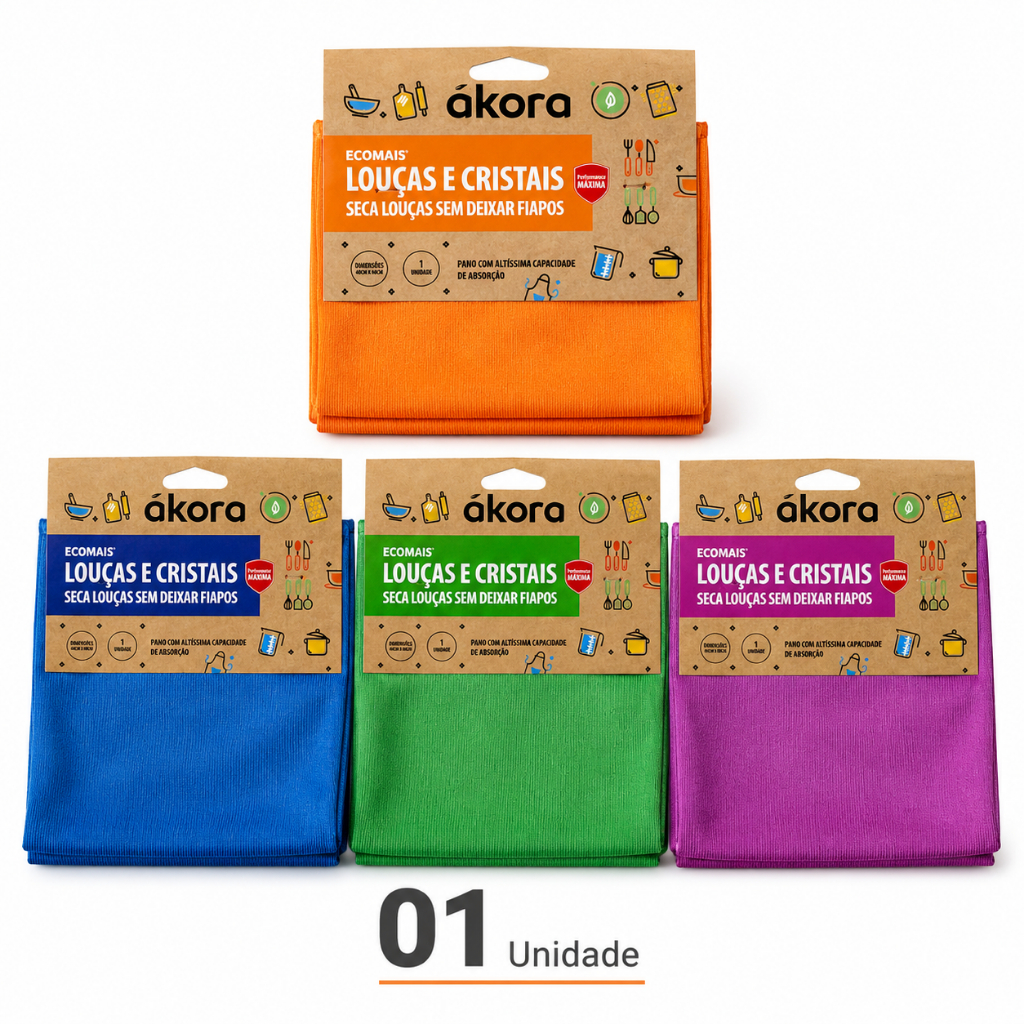 Ecomais Louças E Cristais Pano Para Limpeza E Enxuga 40x60cm
