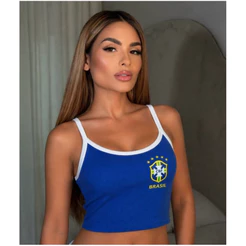 Cropped Brasil Estiloso Feminino – Top Canelado Ajustado Premium