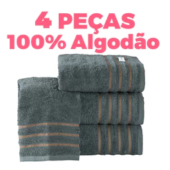Jogo de Toalhas Banhão 4 Peças 100% Algodão 450g/m² Alta Absorção Macia Felpuda Atenas
