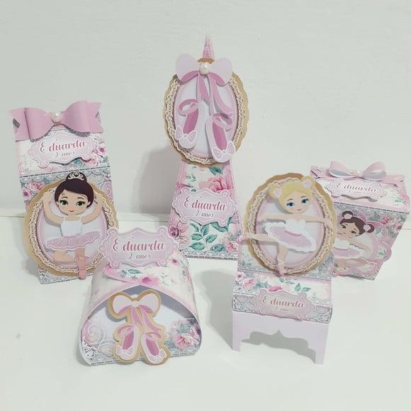 Kit Caixinhas  Personalizadas - Bailarina - Lembrancinhas - Balé -  Sapatilha - Aniversário