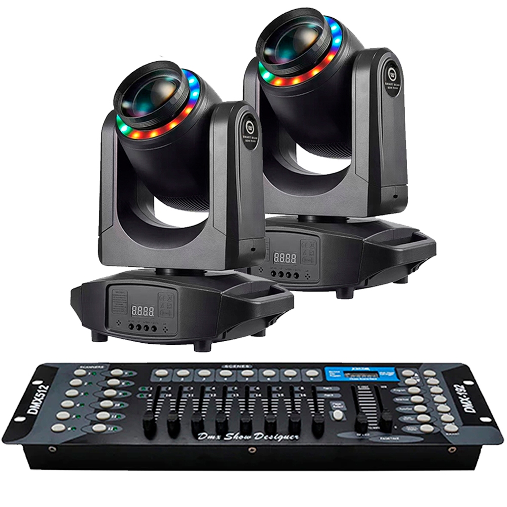 KIT 2 SUPER MINI MOVING HEAD 100W + MESA DMX 512 192 CANAIS + EFEITO STROBO PROFISSIONAL