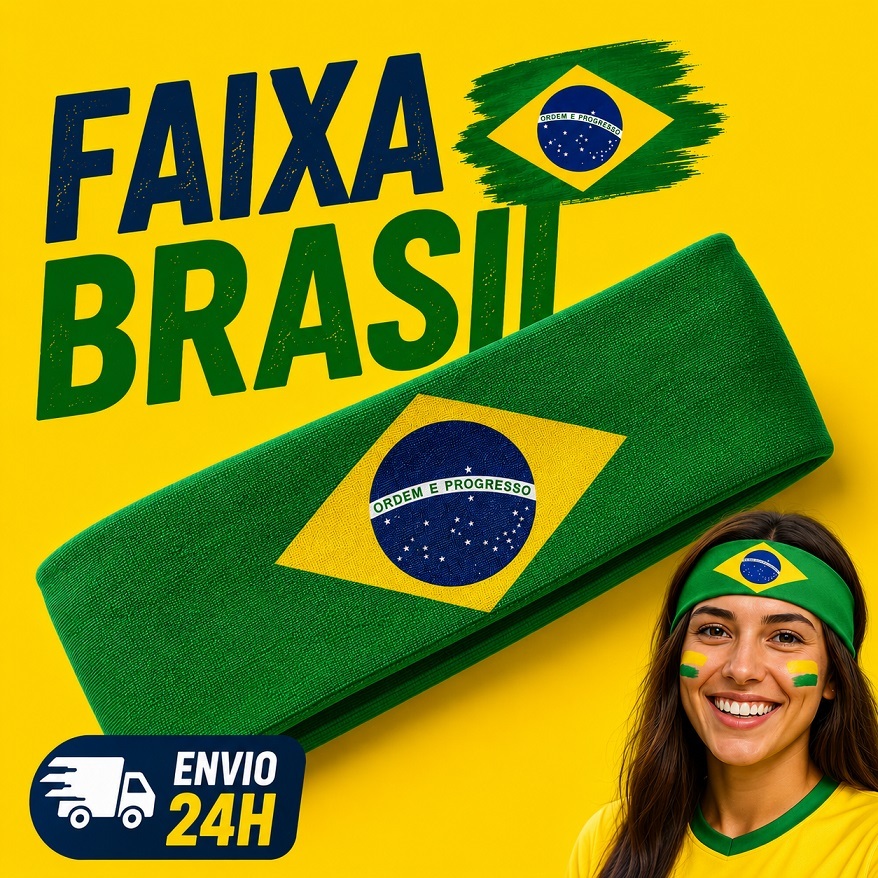 Faixa de Cabeça Brasil Copa 2026 Torcida Seleção Brasileira Elástica Confortável