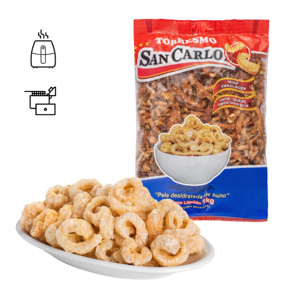Torresmo de Porco para Fritar, Pele Suína Desidratada 1 Kg San Carlo