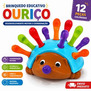 Brinquedo Infantil Ouriço Educacional Encaixar e Montar Sensorial Coordenação Motora Bebê Criança