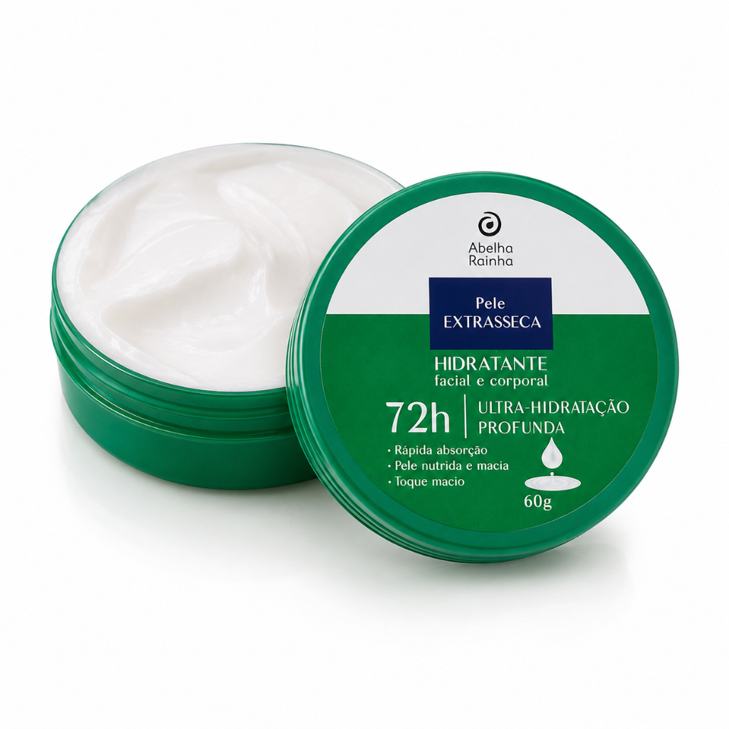 Creme Hidratante Facial e Corporal Pele Extrasseca 60g Ultra Hidratante Rosto e Corpo Abelha Rainha
