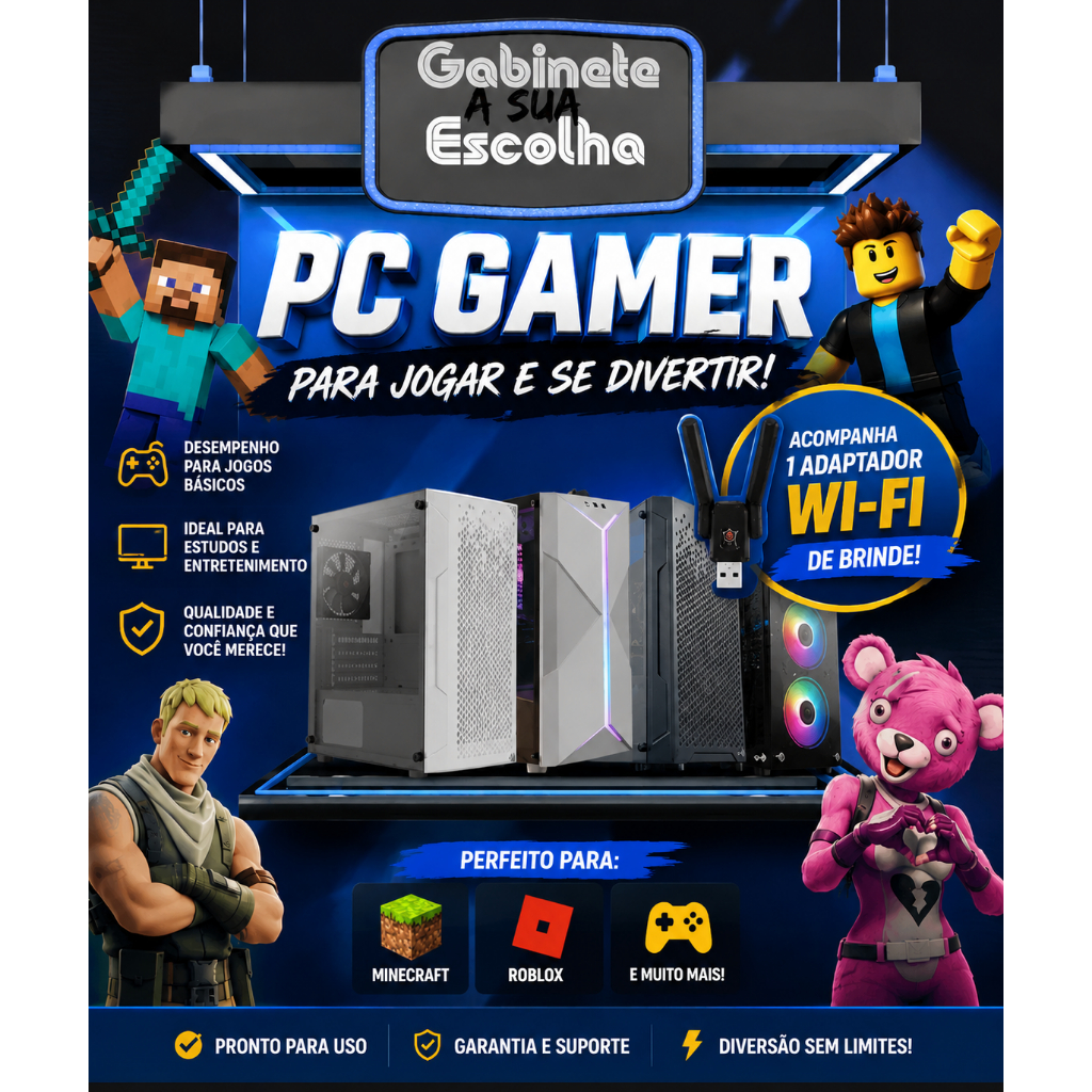 Pc Gamer Computador Cpu i7 3°, 32gb Ram, Ssd 480gb, Windows 11 + Wifi Integrado + Office Word Excel