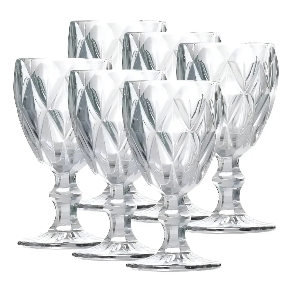 Jogo 6 Taças Água Vidro Diamond Clear 340ml