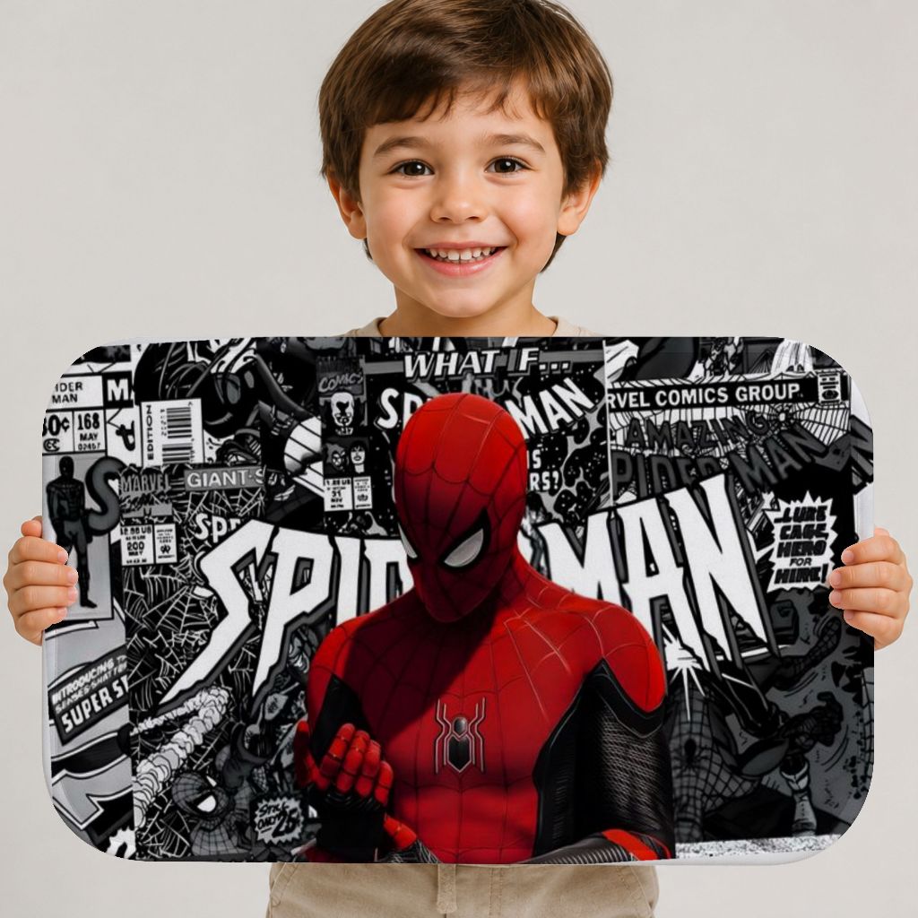 Tapete Homem Aranha Infantil 60x40 Antiderrapante Aveludado Resistente Para Quarto Menino Decorativo