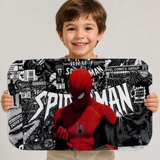 Tapete Homem Aranha Infantil 60x40 Antiderrapante Aveludado Resistente Para Quarto Menino Decorativo