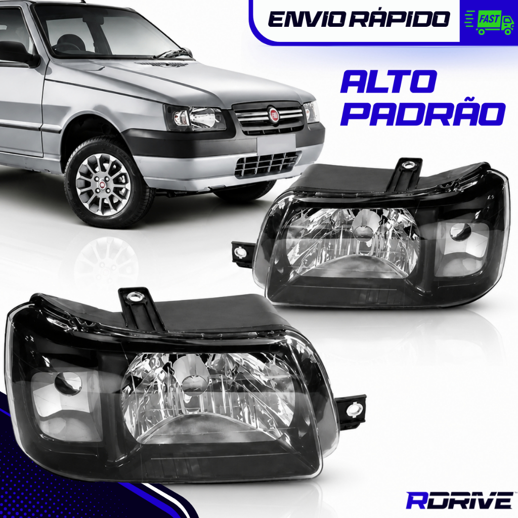 Farol Uno 2004 A 2013 Fume Cupula Cinza Fiat Mascara Negra