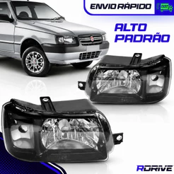 Farol Uno 2004 A 2013 Fume Cupula Cinza Fiat Mascara Negra