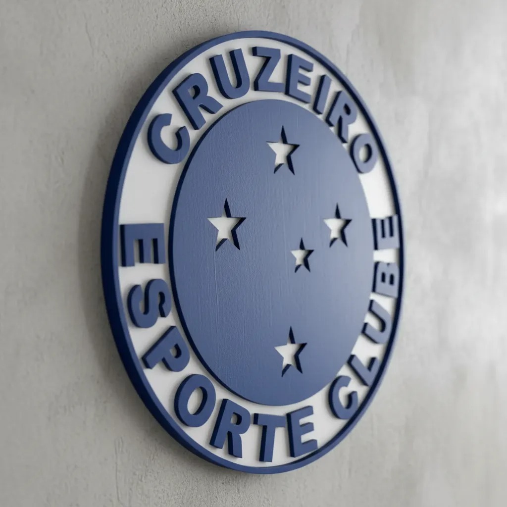 Cruzeiro Brasão Logotipo Alo Relevo Placa Decorativa 3D MDF - Leve, Fácil de Fixar e Versátil