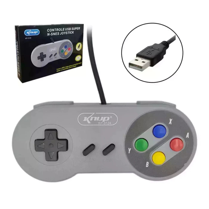 Controle Estilo Super Nintendo SNES Knup USB