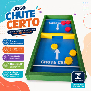 Jogo Chute Certo Tabuleiro Estilingol Futebol Botão Brinquedo Pedagógico Educativo Chutes ao Gol