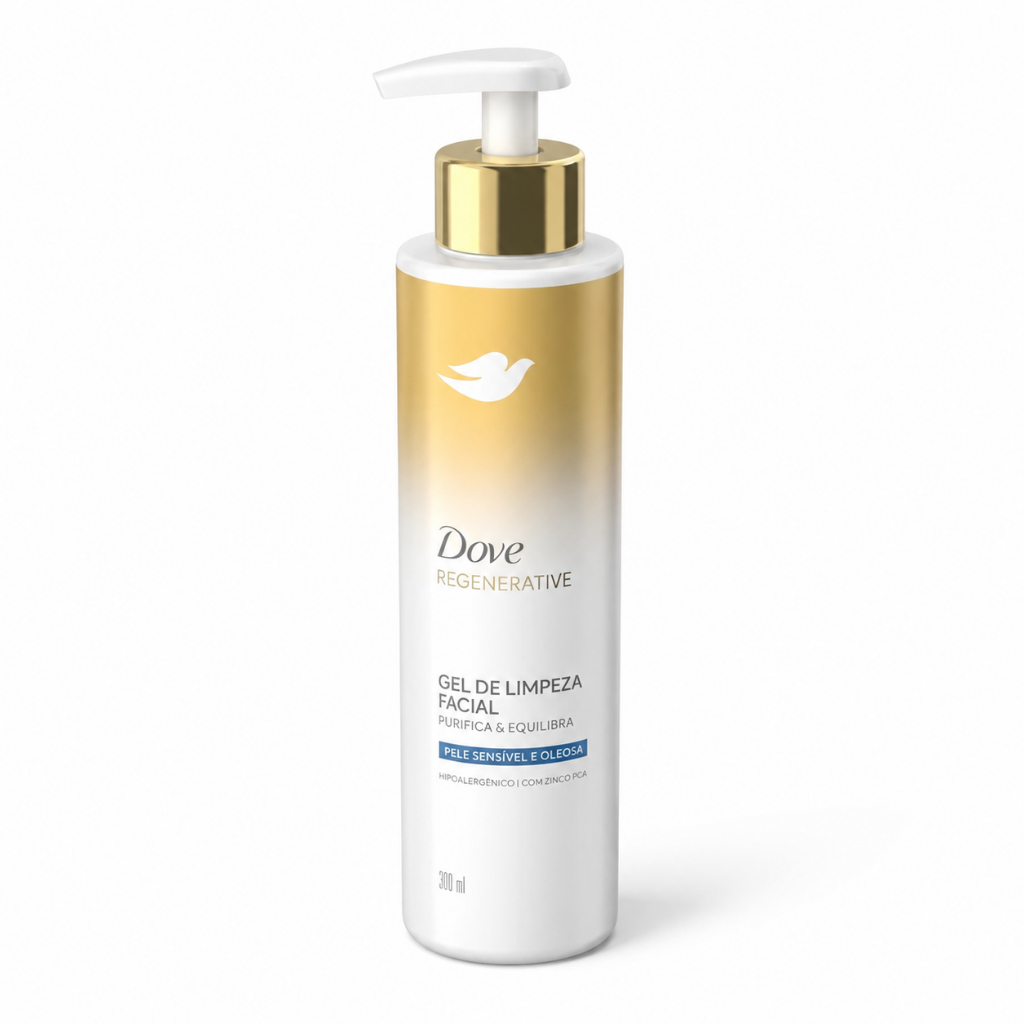 Gel de Limpeza Facial Dove Regenerative Pele Sensível Oleosa 300ml Controle Hidratação Brilho Eficaz