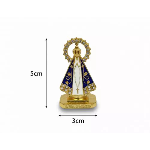 Enfeite Metal Nossa Senhora Aparecida Imagem Santinha Painel de Carro Dupla Face Adesivo Miniatura - Pequena