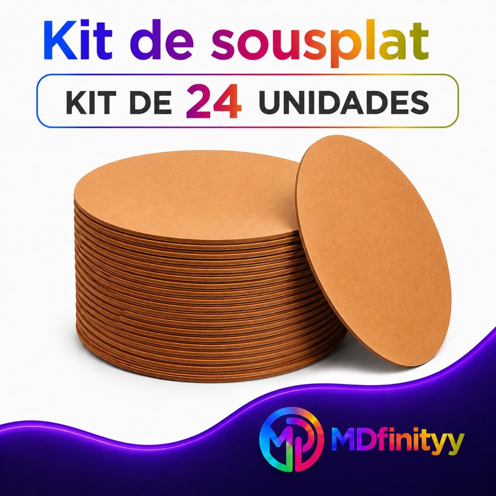 Kit 24 Souplast Circulo Cru Base MDF 35cm Porta Prato Supla Soupla Redonda Decoraçāo de Mesa
