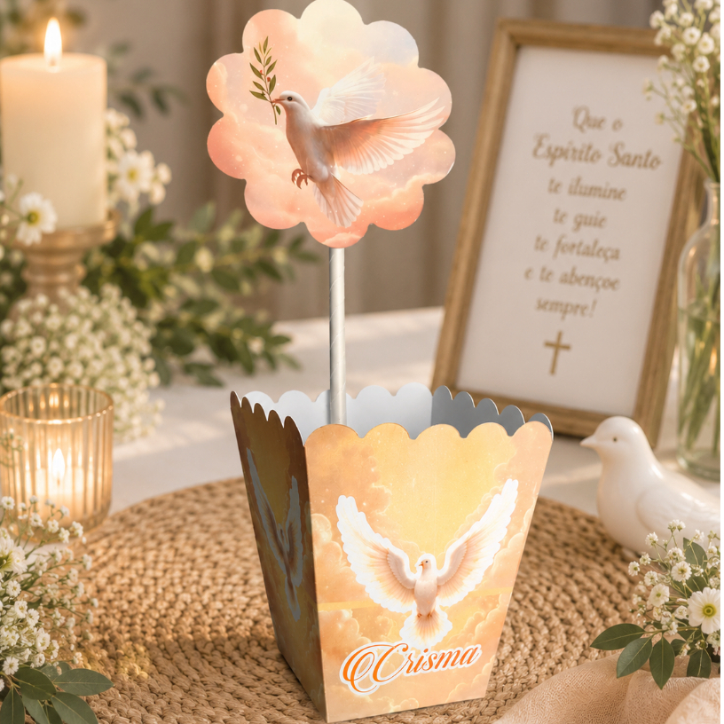 Centro de Mesa - Cachepot  Crisma Personalizado - Pipoca - Centro de Mesa Festa Infantil Lembrancinha