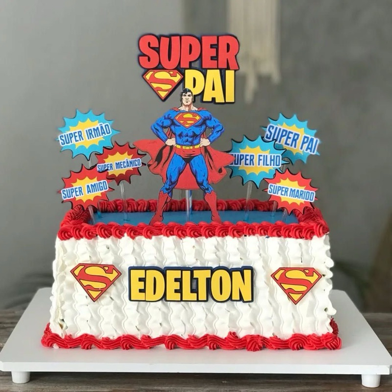 topo topper de bolo super homem super pai super marido super pessoa super man personalizado com nome