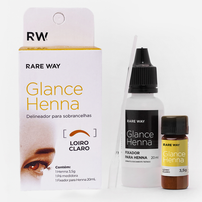Kit Glance Henna para Sobrancelhas Loiro Claro 3,5 g - Rare Way