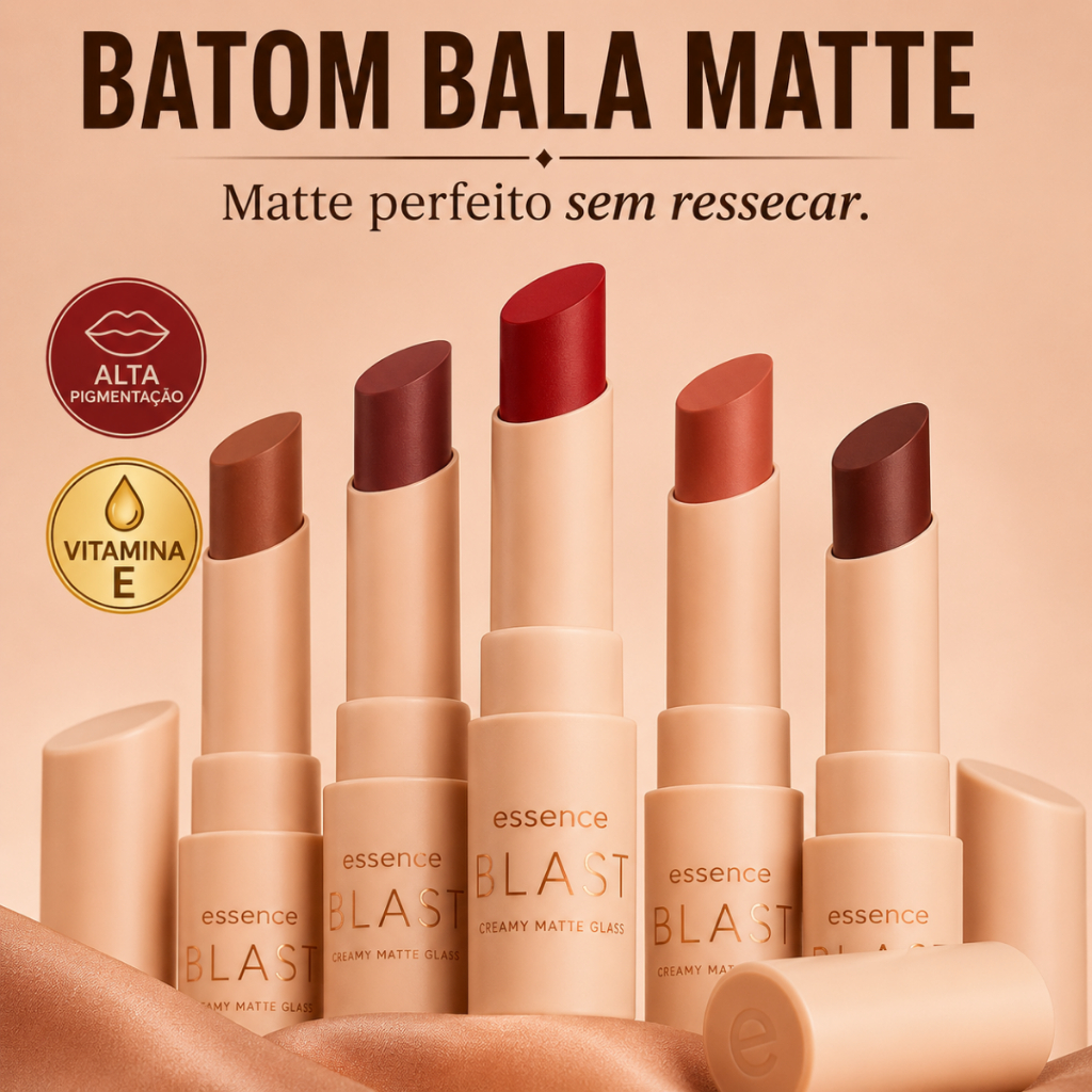 Batom Bala Matte Ruby Rose Alta Pigmentação Não Resseca Longa Duração c/ Vitamina E