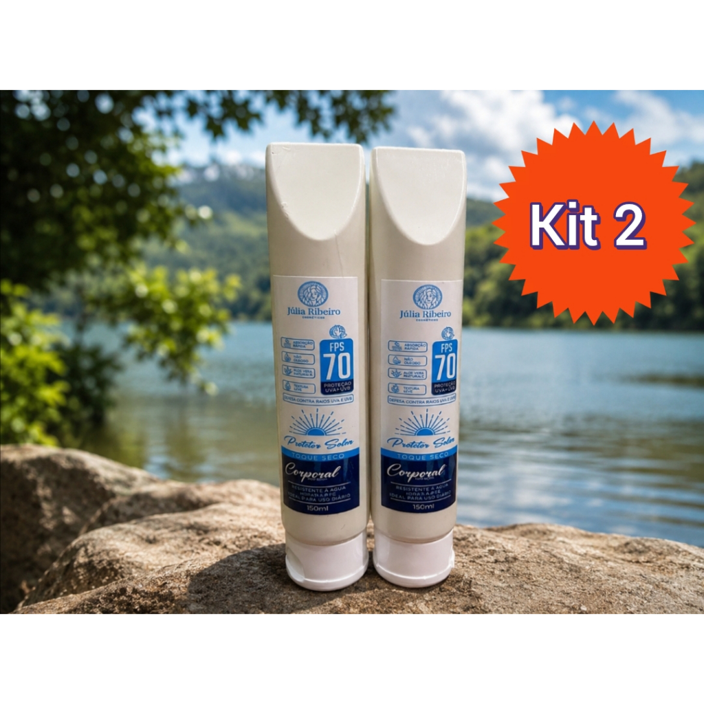 ☀️ Protetor Solar Corporal FPS 70 KIT2 150ML Proteção UVA e UVB de alta performance para o corpo, com touqe seco