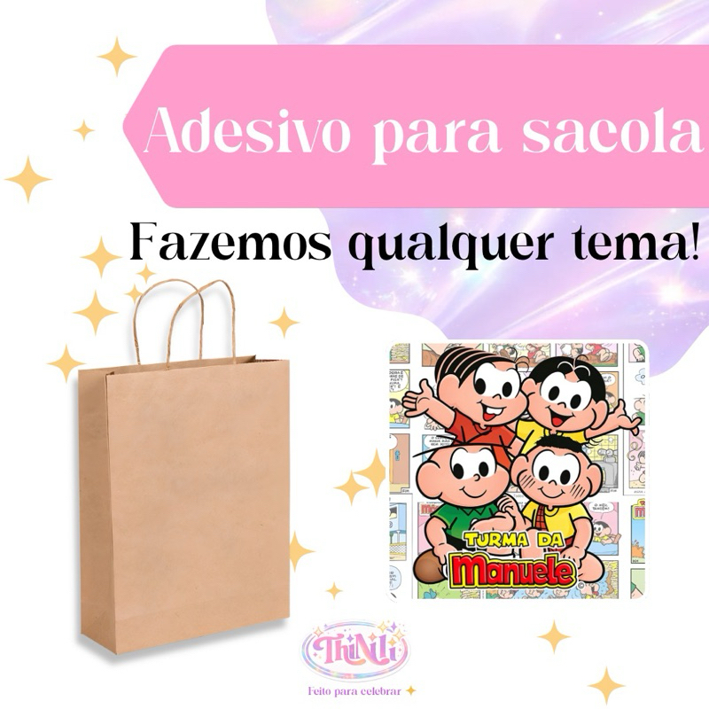 Adesivos para sacolinha personalizado - TODOS OS TEMAS - lembrancinha sacolinha festa aniversário
