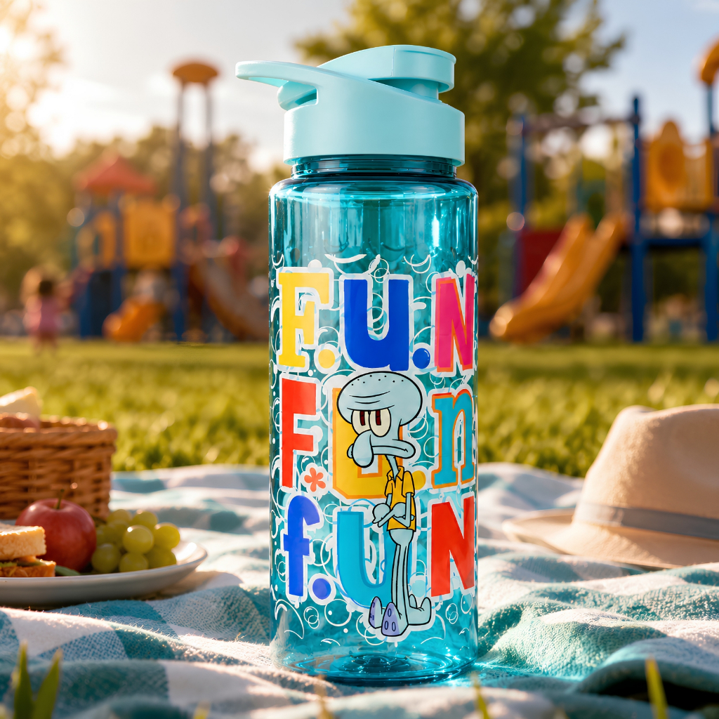 Garrafa Garrafinha de Água Infantil Squeeze Lula Molusco 750ml Azul Bandeirante