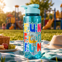 Garrafa Garrafinha de Água Infantil Squeeze Lula Molusco 750ml Azul Bandeirante