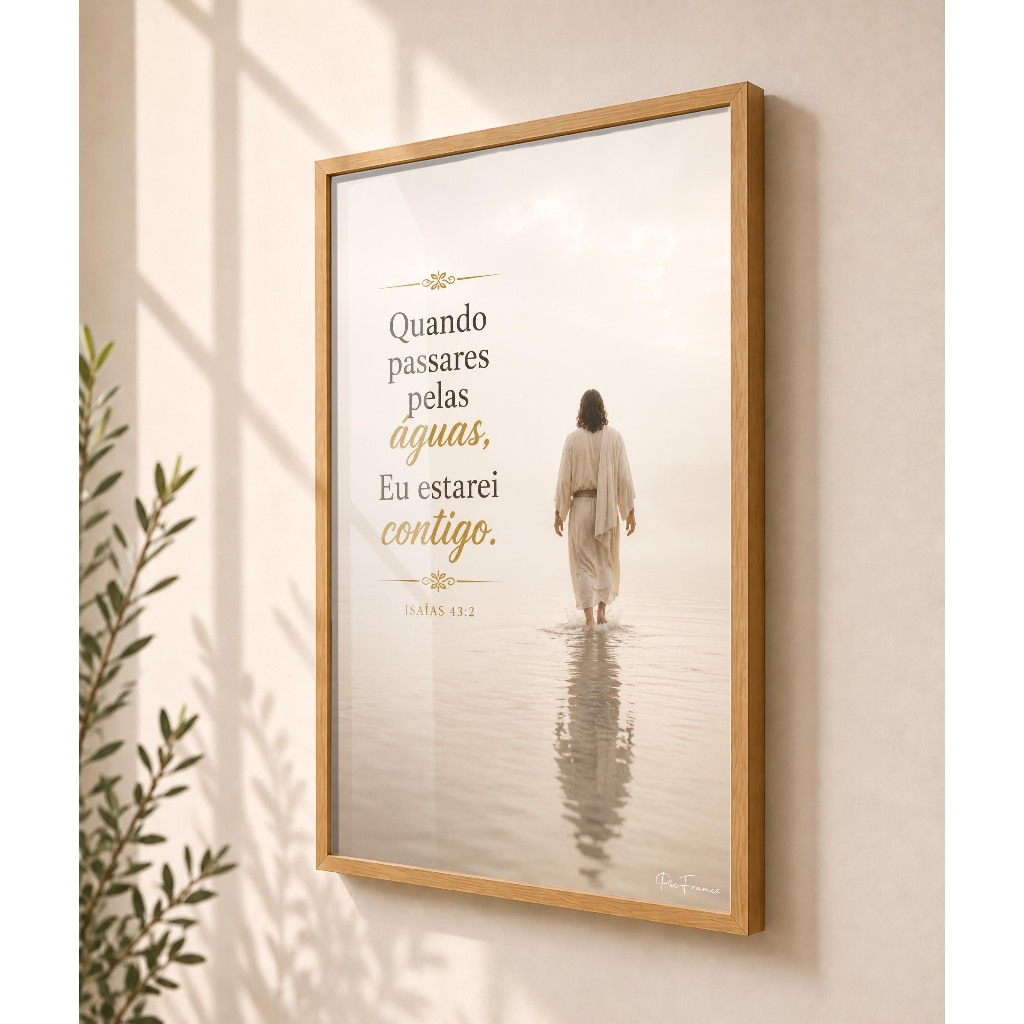 Quadro Decorativo 40x60 Cristão Isaías 43:2 Eu Estarei Contigo Versículo Bíblico